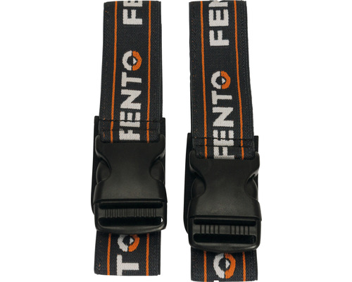 Zwei Spanngurte mit Fento Logo und Schnalle