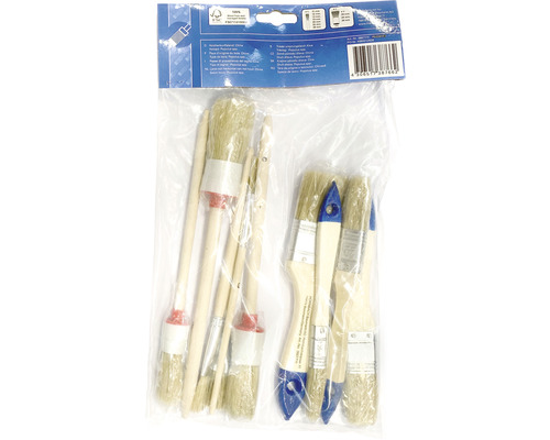 Pinselset im Folienbeutel, bestehend aus Flachpinseln und Ringpinseln