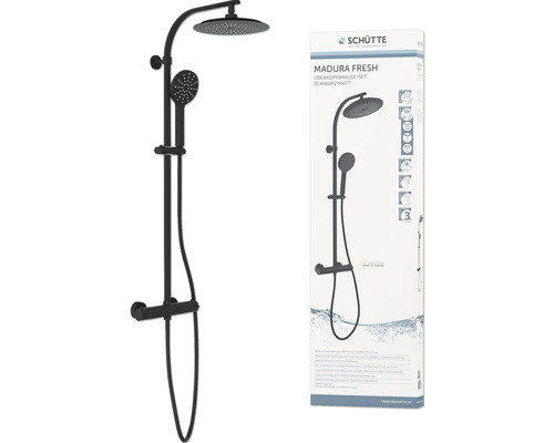 Schütte Madura Fresh Duschsystem mit Kopfbrause und Handbrause in Mattschwarz