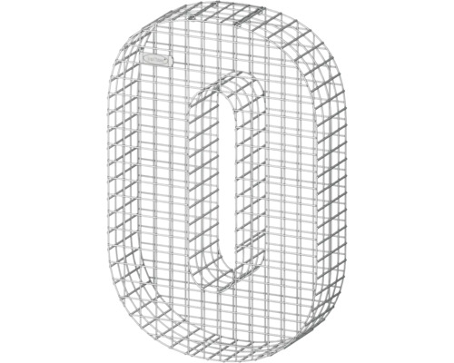 Gabione in Form der Zahl Null aus Drahtgitter