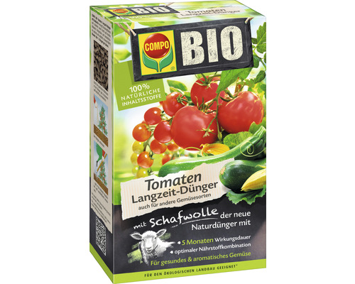 Langzeitdünger COMPO BIO Tomatendünger mit Schafwolle 100% natürliche Inhaltsstoffe 750 g, auch für andere Gemüsesorten, 5 Monate Langzeitwirkung-0