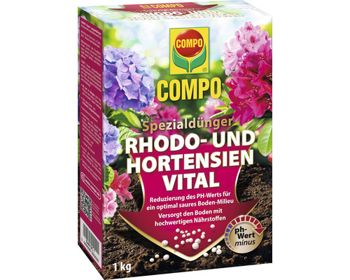 Spezialdünger COMPO Vital für Hortensien u. Rhododendren 1 kg, pH Wert minus