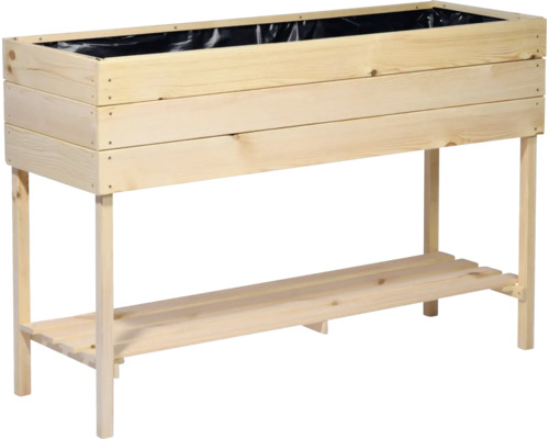 Hochbeet aus Holz mit Ablagefläche