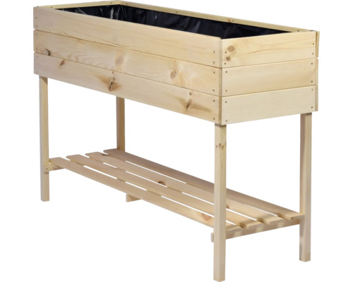 Hochbeet aus Holz mit Ablagefläche