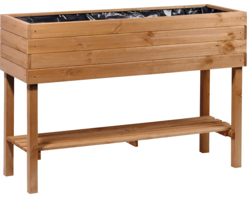 Hochbeet aus Holz mit Ablage