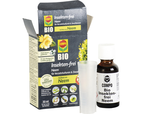 Compo Bio Insektenfrei Neem Packung mit Dosierbecher und Flasche