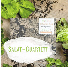 Bio Salat Saatgutpaket meine ernte Salatquartett mit 4 Sorten, Rauke, Feldsalat, Pflücksalat und Kopfsalat, samenfestes Saatgut
