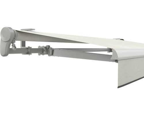 SOLUNA Gelenkarmmarkise Trend 6x2 Stoff Dessin U190 Gestell E6EV1 silber eloxiert Antrieb links inkl. Motor, Wandschalter,Nothandkurbel, Sonnen und Windwächter