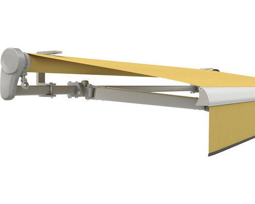 SOLUNA Gelenkarmmarkise Trend 4,5x2 Stoff Dessin U415 Gestell E6EV1 silber eloxiert Antrieb links inkl. Motor, Wandschalter,Nothandkurbel, Sonnen und Windwächter