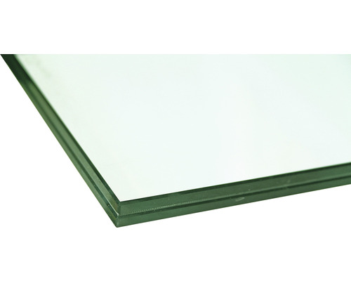 Glasscheibe VSG transparent für Pertura Pontos Glasgeländer 16x1000x1000 mm Nahaufnahme einer Isolierglasscheibe