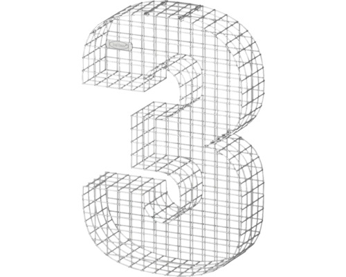 Gabionenziffer 3 aus Draht