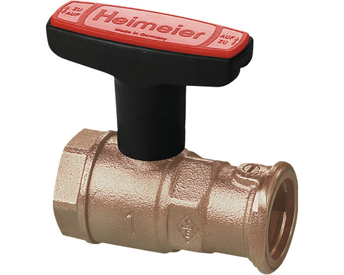 Pumpenkugelhahn Heimeier Globo P-S DN32 1 1/4 Zoll mit Schwerkraftbremse 0630-05.000 Heimeier Ventilhahn aus Messing mit T-Griff