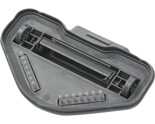 Grauer Staubsauger-Bürstenkopf mit Rollen und Borsten