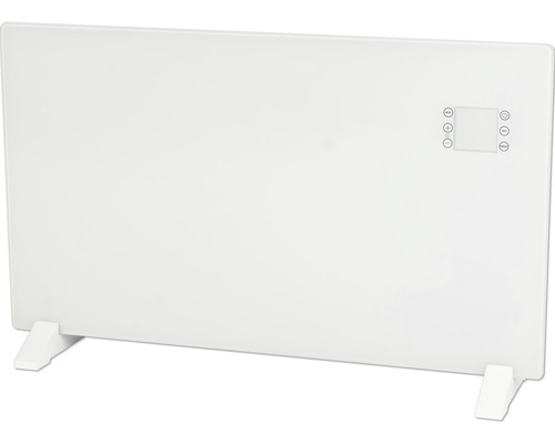 Weißer Heizkörper mit Display und Standfüßen