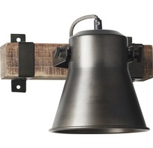 Wandleuchte mit Holzhalterung und Metallschirm