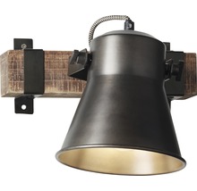 Wandleuchte aus Metall und Holz