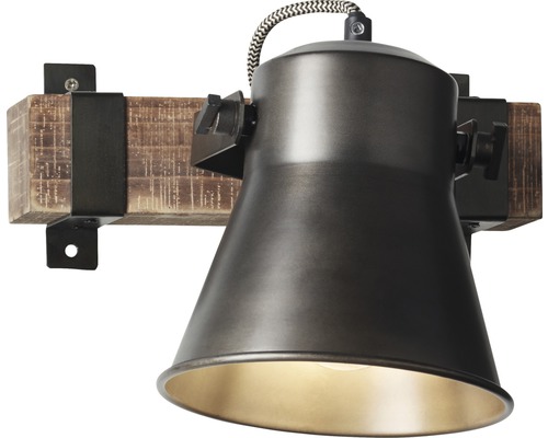 Wandleuchte aus Metall und Holz