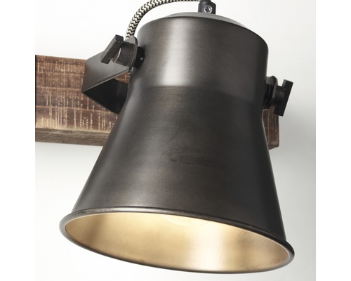 Wandleuchte aus Metall und Holz