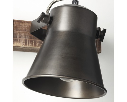 Wandleuchte aus Metall und Holz