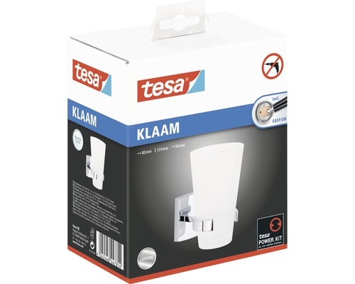 Tesa Klaam Zahnputzbecher zur Wandmontage in der Verpackung