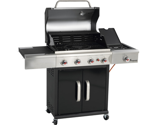 Gasgrill mit vier Brennern, Ablageflächen und Unterschrank