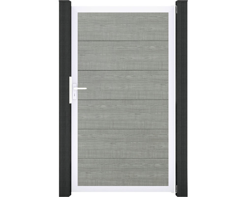 Einzeltor GroJa BasicLine DIN universal vormontiert ohne Pfosten Rahmen Aluminium 100 x 180 cm Grey Ash Cut