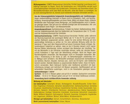 Informationen zur Anwendung des COMPO Rasenunkrautvernichters Perfekt zur Bekämpfung von Unkraut im Rasen