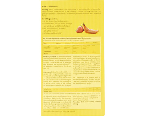 Informationen zu COMPO Schneckenkorn mit Anwendungshinweisen