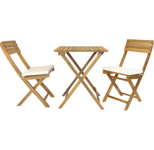 Gartenmöbelset GARDEN PLACE Lisa 2 -Sitzer 3 tlg. braun aus Holz, klappbar, inkl. Sitzkissen