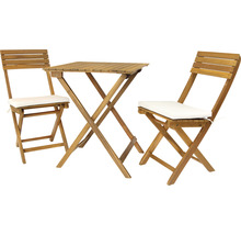 Gartenmöbelset GARDEN PLACE Lisa 2 -Sitzer 3 tlg. braun aus Holz, klappbar, inkl. Sitzkissen