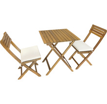 Gartenmöbelset GARDEN PLACE Lisa 2 -Sitzer 3 tlg. braun aus Holz, klappbar, inkl. Sitzkissen