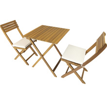 Gartenmöbelset GARDEN PLACE Lisa 2 -Sitzer 3 tlg. braun aus Holz, klappbar, inkl. Sitzkissen