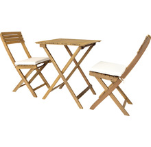 Gartenmöbelset GARDEN PLACE Lisa 2 -Sitzer 3 tlg. braun aus Holz, klappbar, inkl. Sitzkissen