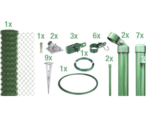 4-Eckgeflecht Set ALBERTS Maschenweite 60 mm für Einschlaghülse 15 x 1 m grün