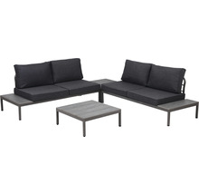 Gartenmöbelset GARDEN PLACE Stella 4-Sitzer 4 tlg. schwarz grau aus robustem Aluminium, stapelbar, inkl. Auflagen