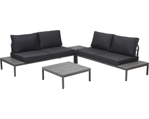 Gartenmöbelset GARDEN PLACE Stella 4-Sitzer 4 tlg. schwarz grau aus robustem Aluminium, stapelbar, inkl. Auflagen Gartenmöbelset GARDEN PLACE Stella 4-Sitzer 4 tlg. schwarz grau aus robustem Aluminium, stapelbar, inkl. Auflagen