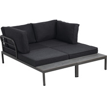 Gartenmöbelset GARDEN PLACE Stella 4-Sitzer 4 tlg. schwarz grau aus robustem Aluminium, stapelbar, inkl. Auflagen