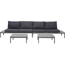 Gartenmöbelset GARDEN PLACE Stella 4-Sitzer 4 tlg. schwarz grau aus robustem Aluminium, stapelbar, inkl. Auflagen