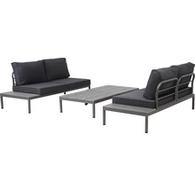 Gartenmöbelset GARDEN PLACE Stella 4-Sitzer 4 tlg. schwarz grau aus robustem Aluminium, stapelbar, inkl. Auflagen