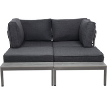 Gartenmöbelset GARDEN PLACE Stella 4-Sitzer 4 tlg. schwarz grau aus robustem Aluminium, stapelbar, inkl. Auflagen