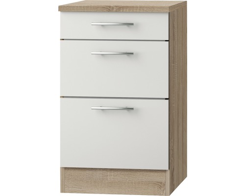 Optifit Auszugunterschrank Dakar286 BxTxH 50x60x84,8 cm weiß glänzend zerlegt Anschlag reversibel (links oder rechts montierbar)