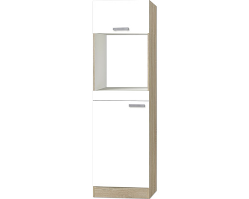Optifit Backofen/Kühlumbauschrank für 88er Einbaukühlschrank Zamora214 BxTxH 60 x 57,1 x 206,8 cm weiß matt zerlegt Anschlag reversibel KUZM HOMK660-9+ Küchenhochschrank mit offenem Fach und Tür
