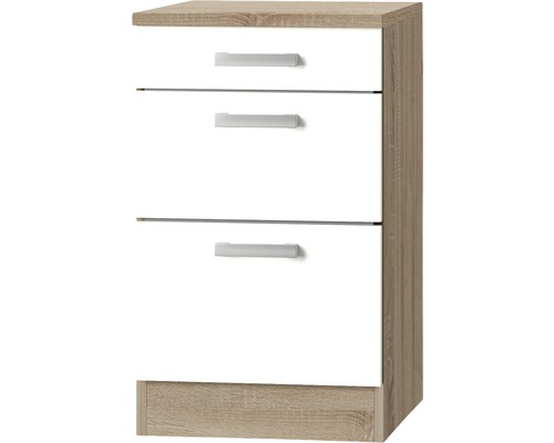 Optifit Auszugunterschrank Zamora214 BxTxH 50x60x84,8 cm weiß matt zerlegt Anschlag reversibel (links oder rechts montierbar)