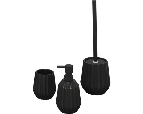 Badezimmer-Set mit Seifenspender, Zahnputzbecher und WC-Bürste