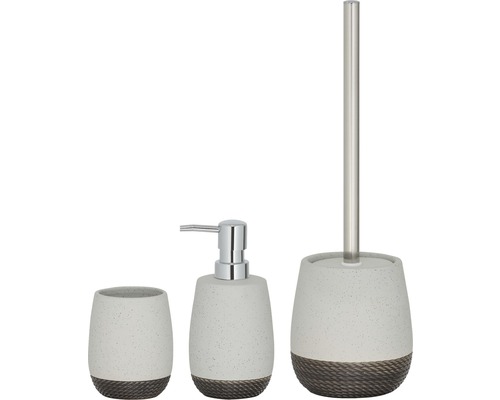 Badezimmer Set mit Seifenspender, Zahnputzbecher und WC-Bürste
