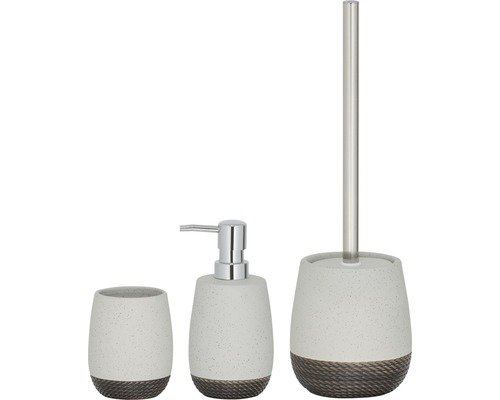 Keramik Badezimmer Set mit Seifenspender, Zahnputzbecher und Toilettenbürste