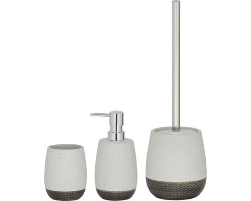 Keramik Badezimmer Set mit Seifenspender, Becher und Toilettenbürste