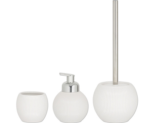 Dreiteiliges Badezimmer-Accessoire-Set mit Seifenspender, Becher und Toilettenbürste