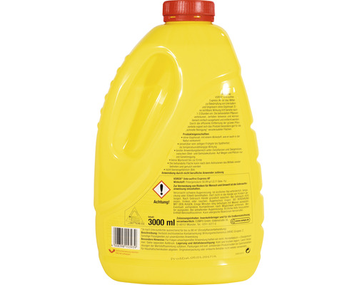 Rückseite einer gelben 3000 ml Flasche Unkrautbekämpfungsmittel