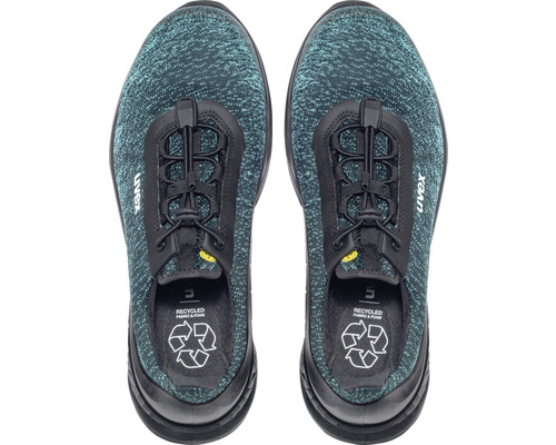 Paar Uvex Sicherheitsschuhe mit Recycling Symbol